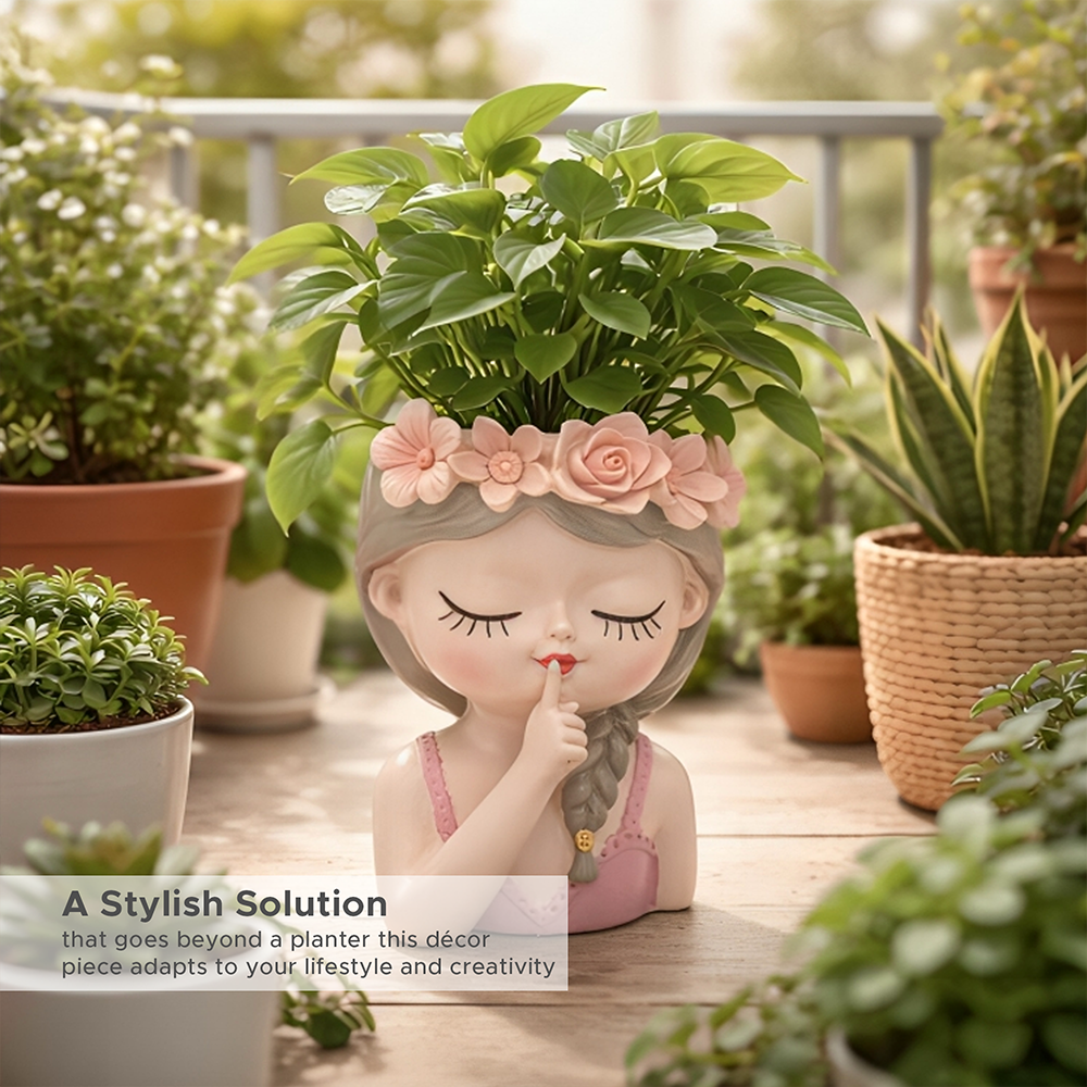 Fairy 3PCS Set Think Sleep Shhh Polyresin Decorative Succulent Planter Cute Fairy Girl Flower Pot Tabletop Vase Pen Pencil Holder Propagator Kit Indoor Outdoor Home Office Desk Decor