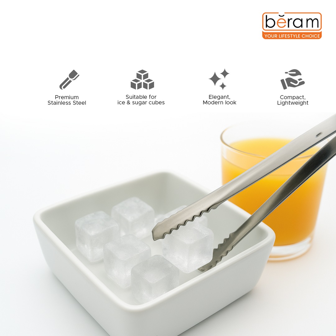 Beram 15+12.5 Sugar Tong Stainless Steel Mini Tongs for Sugar Cubes, Ice, Snacks & Tea Parties – Durable, Rust-Resistant