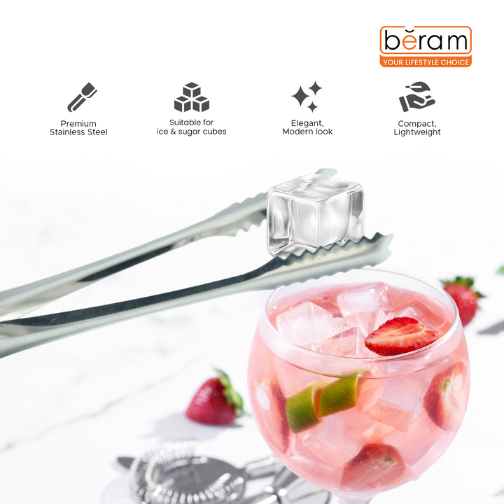 Beram 15+12.5 Sugar Tong Stainless Steel Mini Tongs for Sugar Cubes, Ice, Snacks & Tea Parties – Durable, Rust-Resistant