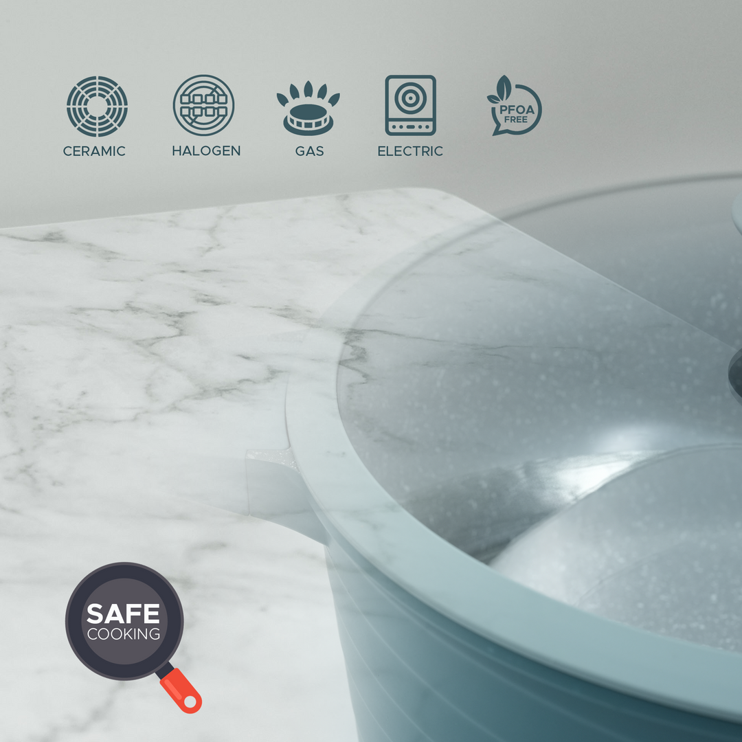 Haus Roland 14Pcs Green Granite Nonstick Cookware Set with Lids Die-Cast Aluminum Induction & Oven Safe PFOA/PTFE-Free Kitchen Utensil Durable Scratch-safe Pots & Pans for Cooking