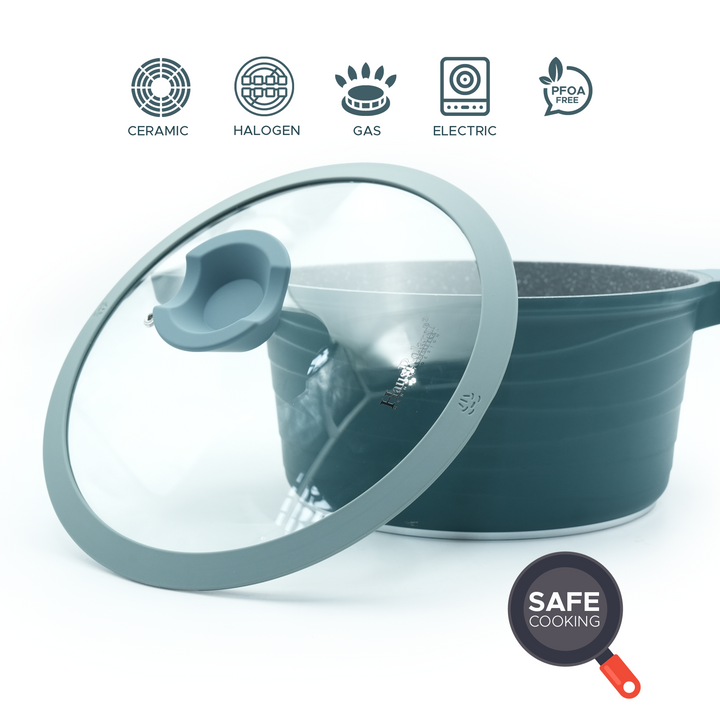 Haus Roland 14Pcs Green Granite Nonstick Cookware Set with Lids Die-Cast Aluminum Induction & Oven Safe PFOA/PTFE-Free Kitchen Utensil Durable Scratch-safe Pots & Pans for Cooking