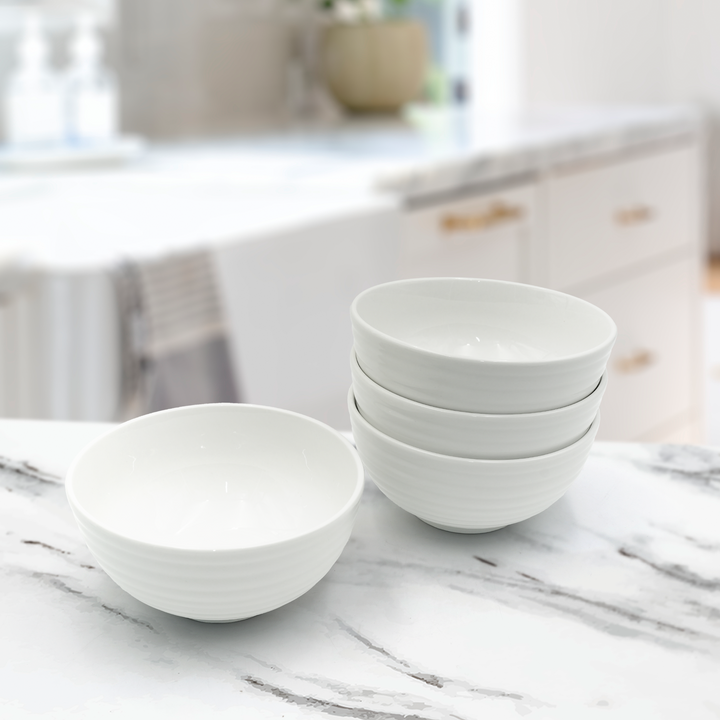 16Pc Ceramic Dinner Set Service Of 4 Includes Dinner&Dessert Plates Bowls Semi Bowl Plate Durable  White LightWeight Microwave Safe for Everyday Use Special Occassion Gifting