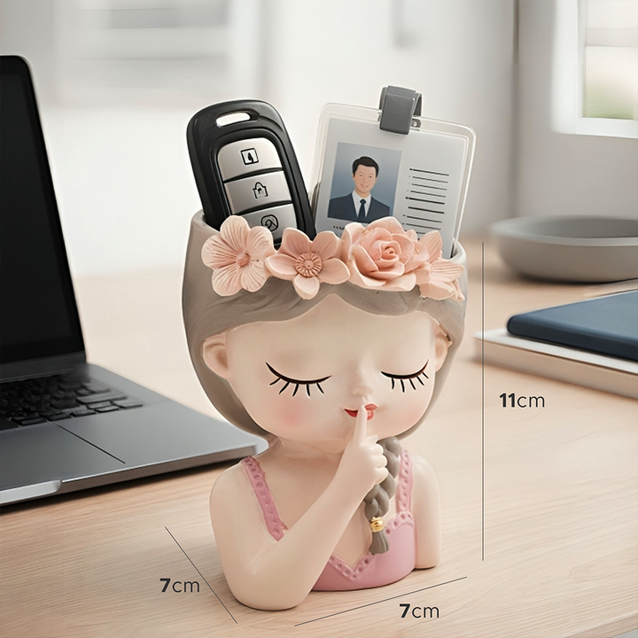 Fairy 3PCS Set Think Sleep Shhh Polyresin Decorative Succulent Planter Cute Fairy Girl Flower Pot Tabletop Vase Pen Pencil Holder Propagator Kit Indoor Outdoor Home Office Desk Decor