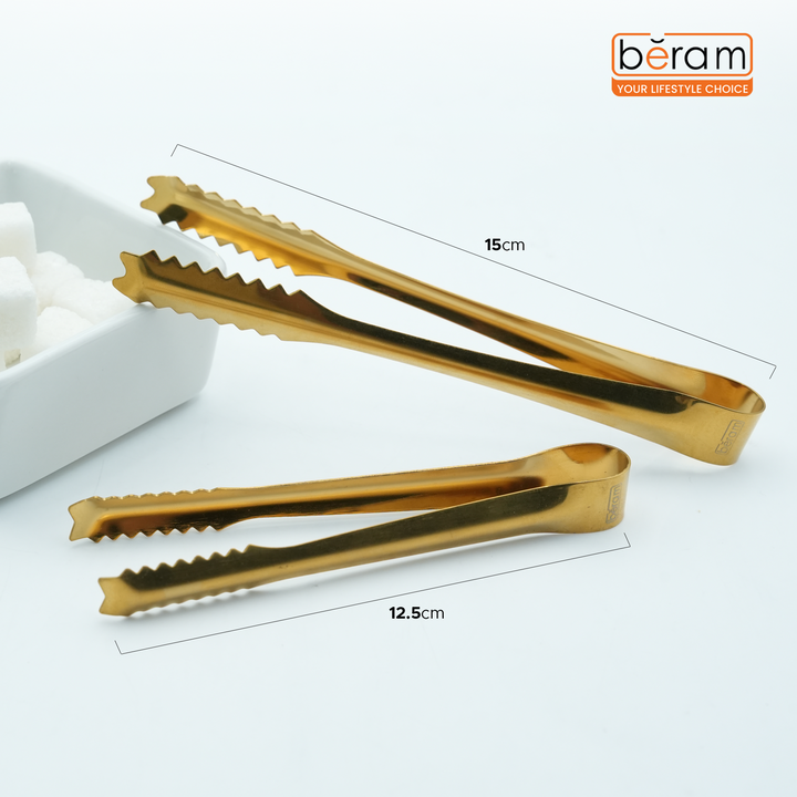 Beram 15+12.5 Sugar Tong Stainless Steel Mini Tongs for Sugar Cubes, Ice, Snacks & Tea Parties – Durable, Rust-Resistant