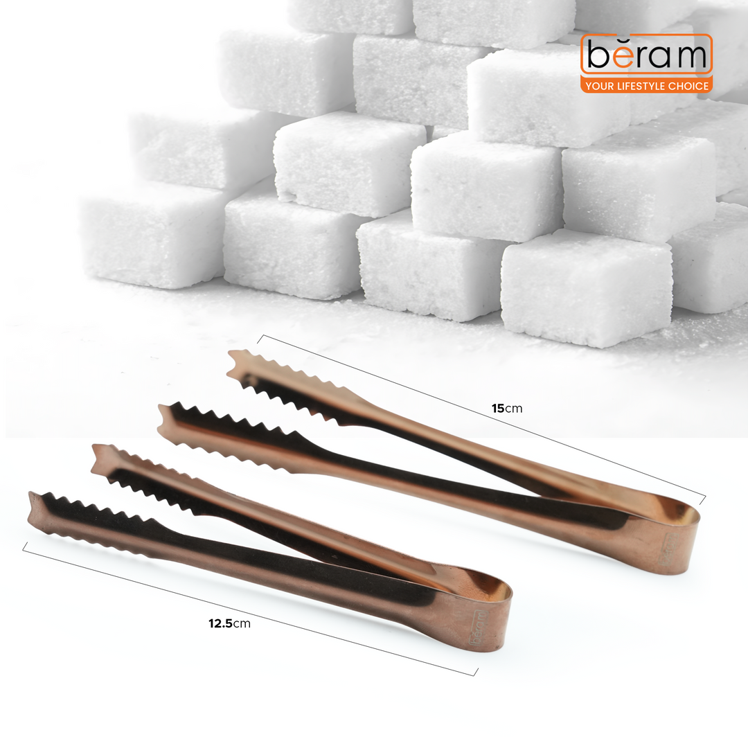 Beram 15+12.5 Sugar Tong Stainless Steel Mini Tongs for Sugar Cubes, Ice, Snacks & Tea Parties – Durable, Rust-Resistant