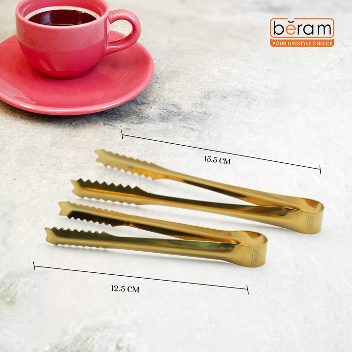 Beram 15+12.5 Sugar Tong Stainless Steel Mini Tongs for Sugar Cubes, Ice, Snacks & Tea Parties – Durable, Rust-Resistant