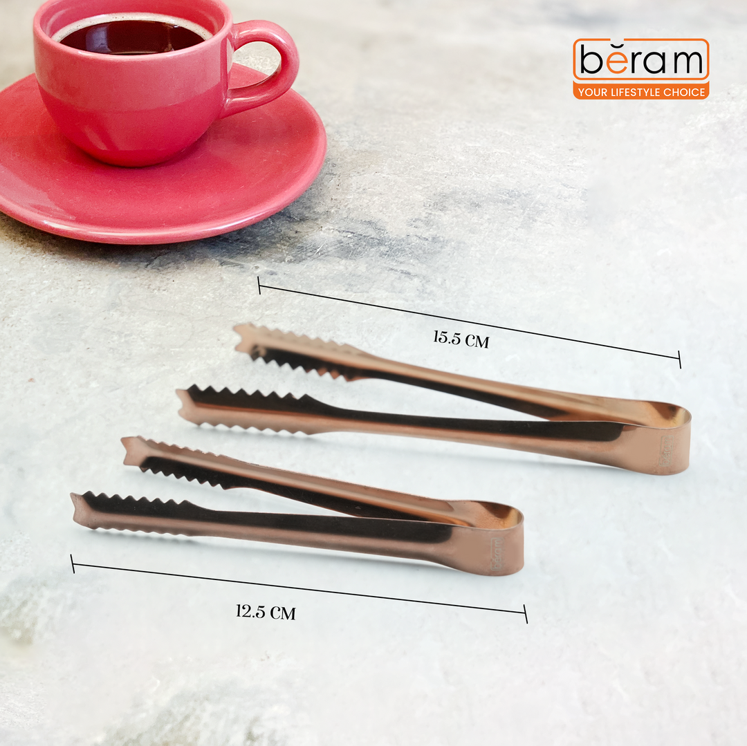 Beram 15+12.5 Sugar Tong Stainless Steel Mini Tongs for Sugar Cubes, Ice, Snacks & Tea Parties – Durable, Rust-Resistant