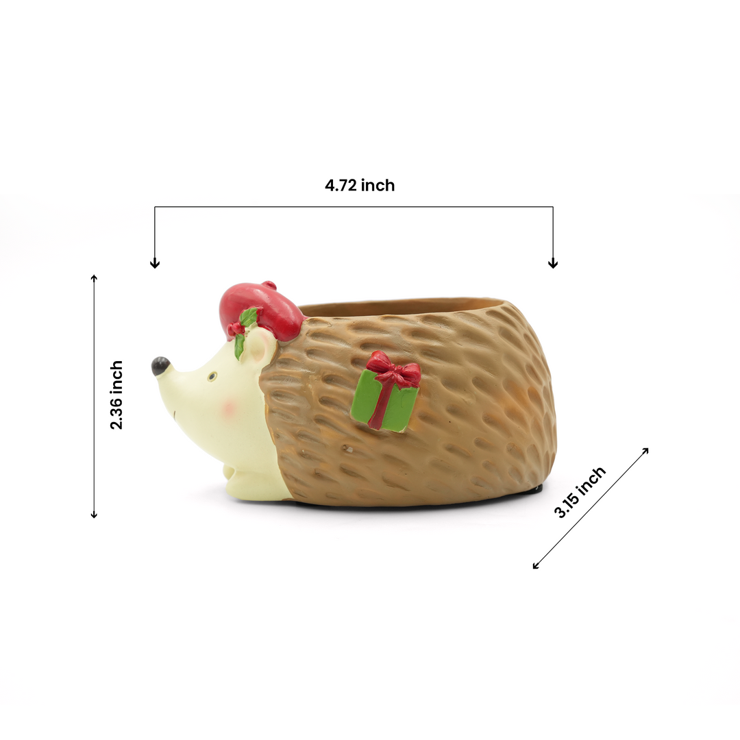 Animal Christmas Flower Pot 4 Pcs Set Rabbit Cat Porcupine Elephant Polyresin Succulent Planter Festive Mini Vase with Santa Hat Gift Box Design Indoor Outdoor Home Office Desk Decor Gift