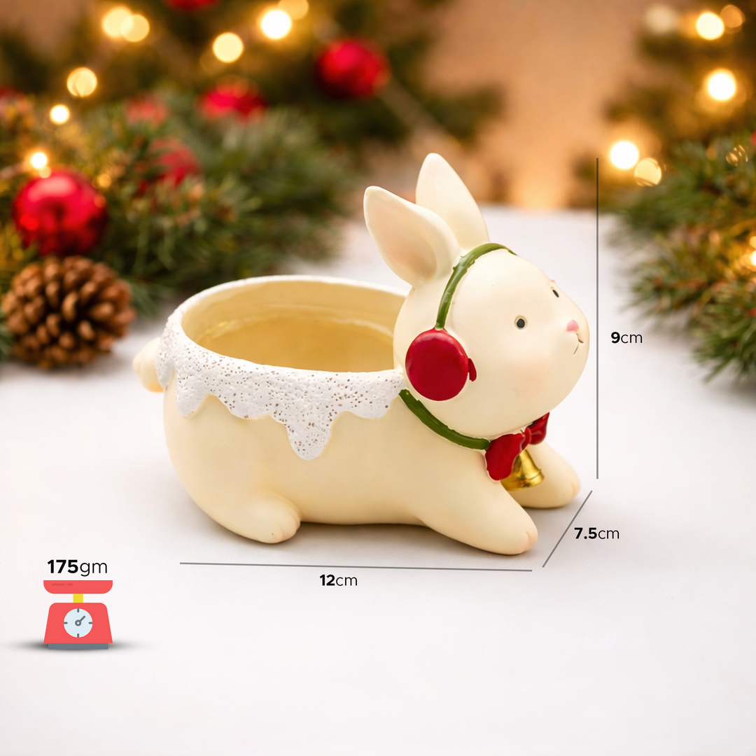 Animal Christmas Flower Pot 4 Pcs Set Rabbit Cat Porcupine Elephant Polyresin Succulent Planter Festive Mini Vase with Santa Hat Gift Box Design Indoor Outdoor Home Office Desk Decor Gift