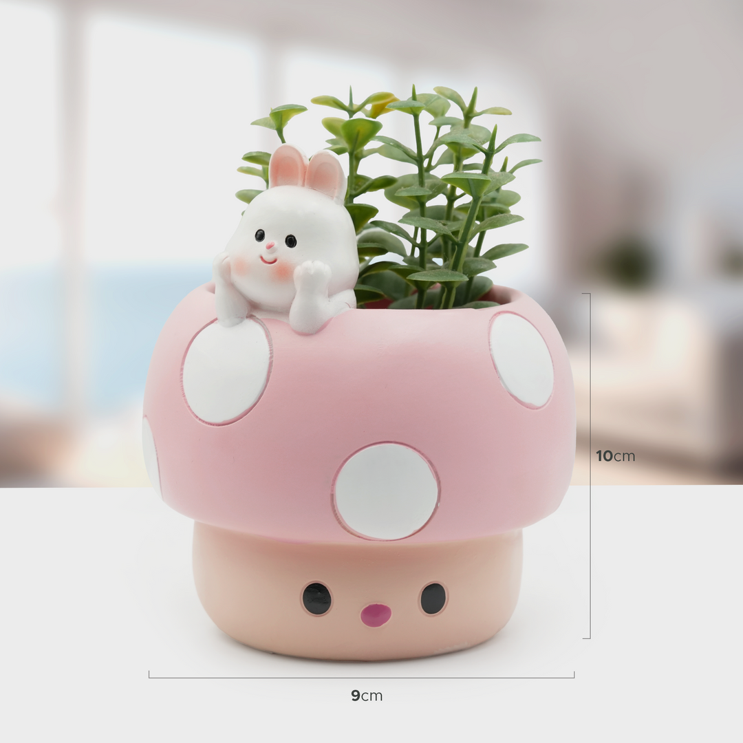 Mushroom Planter Set Panda Sleeping Cat Smiling Cat Cartoon Smiley Polyresin Decorative Flower Pots Cute Animal Succulent Holders with Drainage Hole Indoor Outdoor Home Office Desk Decor Pen Pencil Holder Propagator Kit Gift