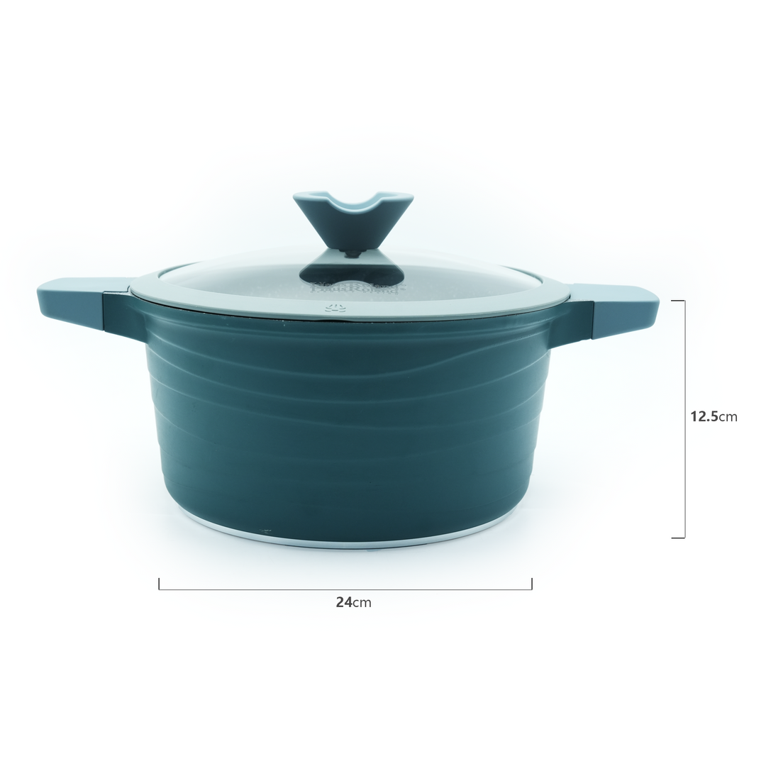 Haus Roland 14Pcs Green Granite Nonstick Cookware Set with Lids Die-Cast Aluminum Induction & Oven Safe PFOA/PTFE-Free Kitchen Utensil Durable Scratch-safe Pots & Pans for Cooking