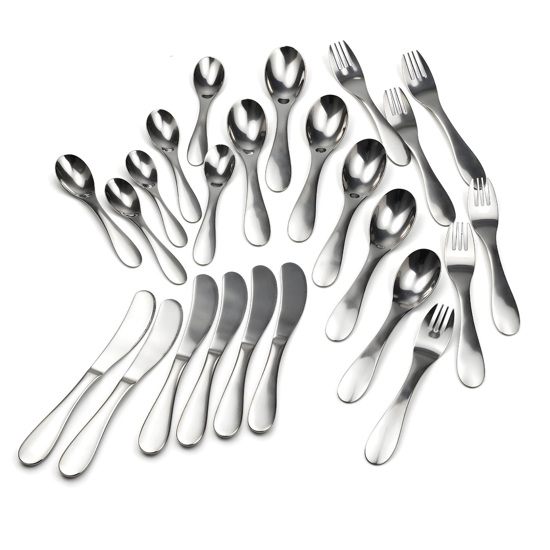 BERAM Tiny Bite Children’s Cutlery Set 18/10 Stainless Steel Flatware with Elegant Handles – Perfect Toddler Tableware