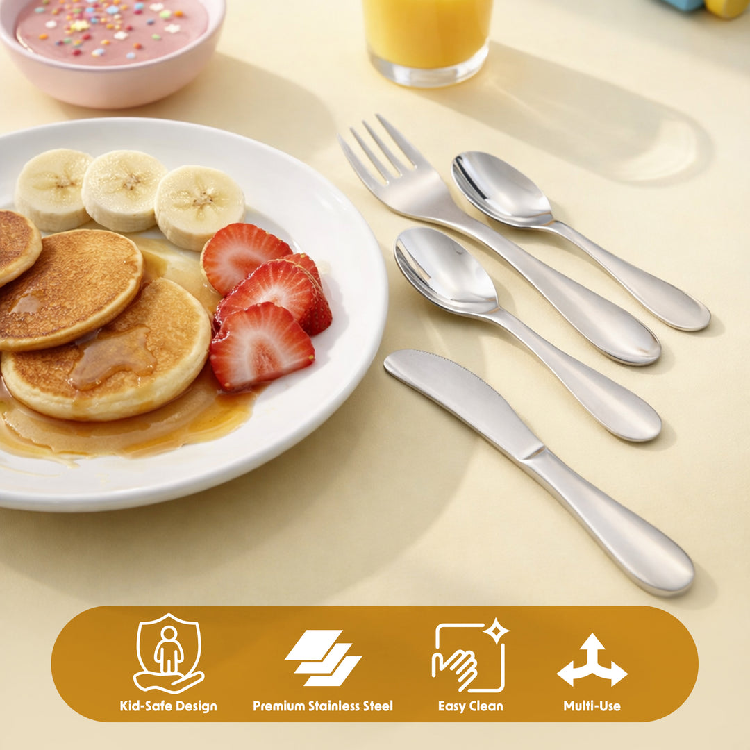 BERAM Tiny Bite Children’s Cutlery Set 18/10 Stainless Steel Flatware with Elegant Handles – Perfect Toddler Tableware