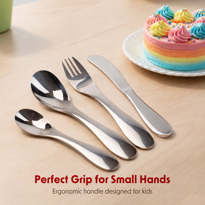 BERAM Tiny Bite Children’s Cutlery Set 18/10 Stainless Steel Flatware with Elegant Handles – Perfect Toddler Tableware