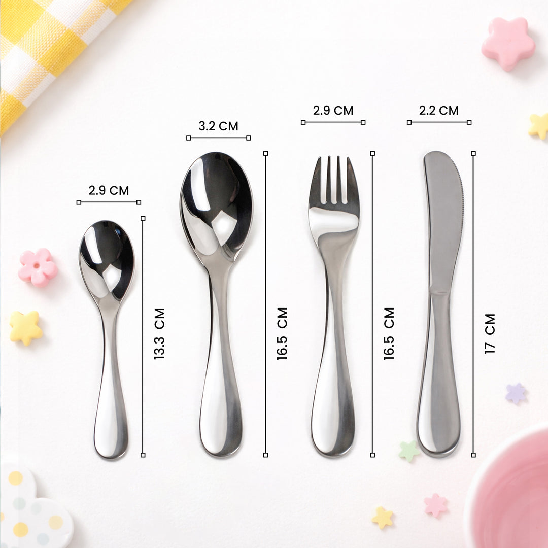 BERAM Tiny Bite Children’s Cutlery Set 18/10 Stainless Steel Flatware with Elegant Handles – Perfect Toddler Tableware