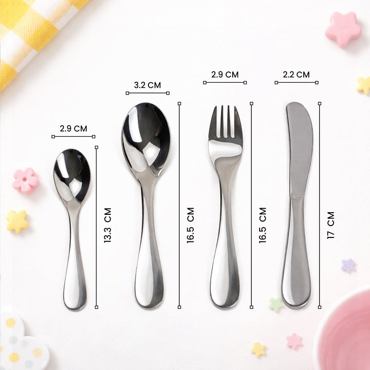 BERAM Tiny Bite Children’s Cutlery Set 18/10 Stainless Steel Flatware with Elegant Handles – Perfect Toddler Tableware