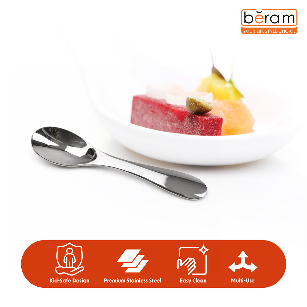 BERAM Tiny Bite Children’s Cutlery 18/10 Stainless Steel Flatware with Elegant Handles – Perfect Toddler Tableware
