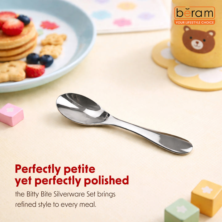 BERAM Tiny Bite Children’s Cutlery 18/10 Stainless Steel Flatware with Elegant Handles – Perfect Toddler Tableware