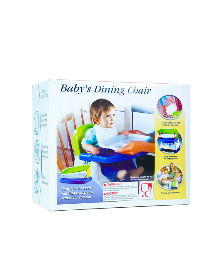 Portable Baby Dining Chair with Snap-On Tray Lid – Foldable Booster Seat for Feeding & Travel – Dishwasher-Safe Tray & Lid – Lightweight, Compact & Safe – Adjustable Seat with Safety Straps – Supports Up to 45 lbs – Ideal for Infants & Toddlers