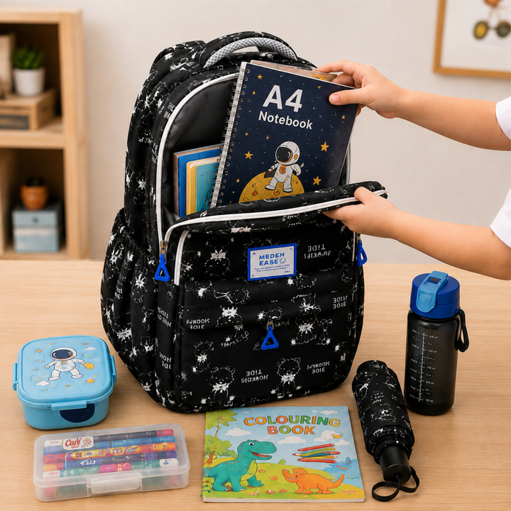 17 Inch Bear Bliss School Backpack Lightweight Multi-Pocket Bookbag with Large Capacity Polyester Adjustable Padded Shoulder Straps Everyday Backpack for School Travel Study Outdoor Use