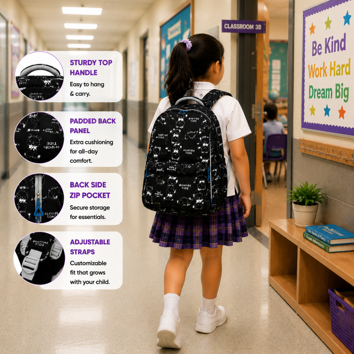 17 Inch Bear Bliss School Backpack Lightweight Multi-Pocket Bookbag with Large Capacity Polyester Adjustable Padded Shoulder Straps Everyday Backpack for School Travel Study Outdoor Use