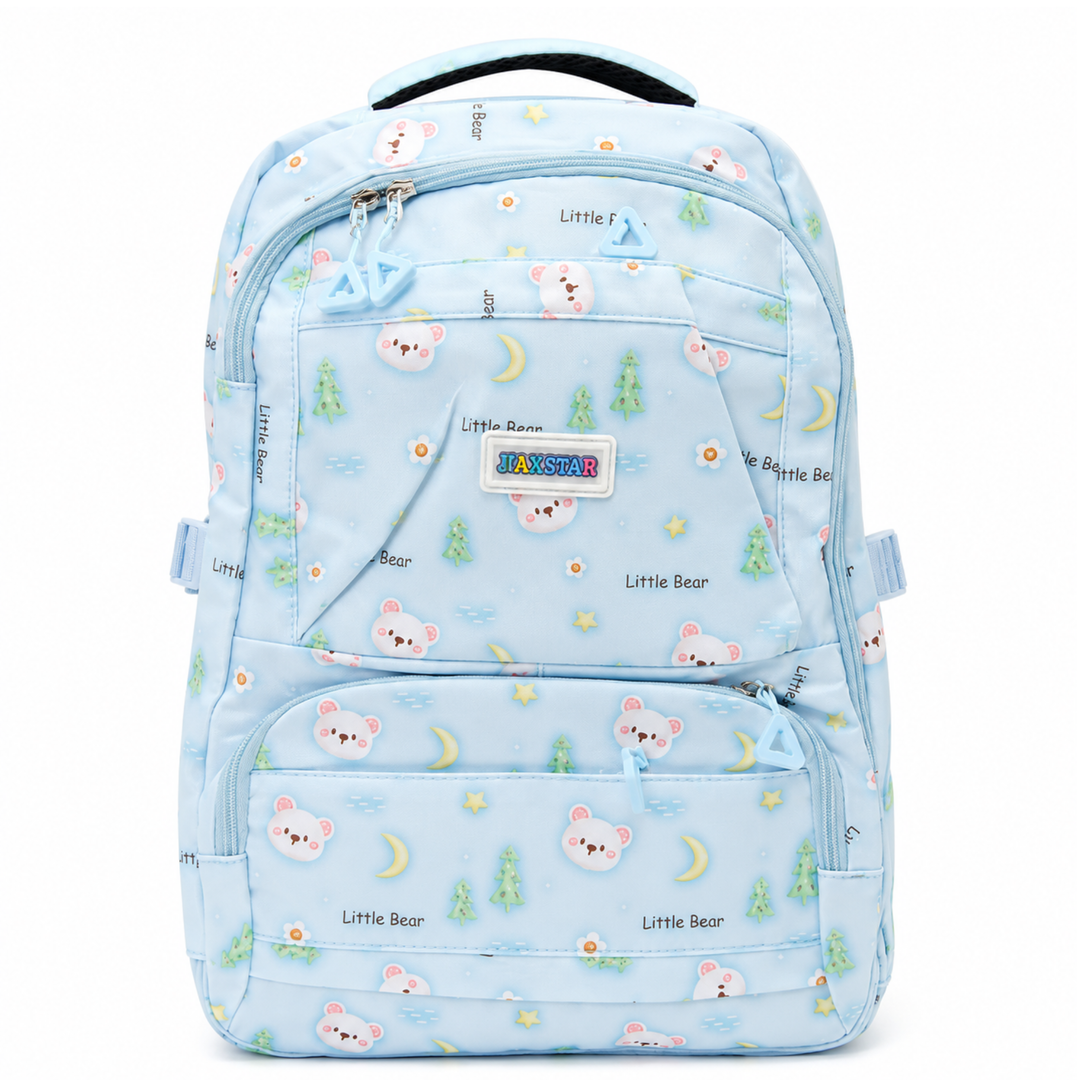 Bear Bloom School Backpack, Cute Bear Print Large Capacity Student Backpack with Multiple Compartments, Lightweight Book Bag with Side Pockets for School, Travel, Tuition & Daily Use