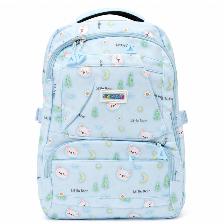Bear Bloom School Backpack, Cute Bear Print Large Capacity Student Backpack with Multiple Compartments, Lightweight Book Bag with Side Pockets for School, Travel, Tuition & Daily Use