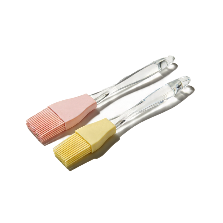 Silicone Pastry Brushes, 2-Piece Set 100% Platinum Silicone Heat Resistant up to 250°C Oil Brush for Grill Heat-Resistant Odorless & Dishwasher Safe Removable Heads with Transparent Handles