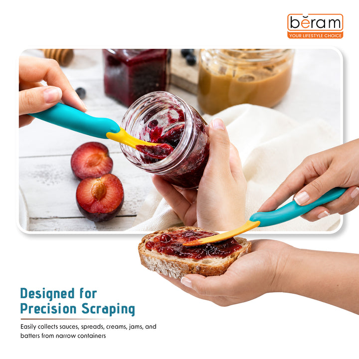 BERAM Jar Spatula Silicone Scooper Multi-functional Jam Spatula with Soft Rubber Scraper Splatypus Design Food-Grade Heat Resistant Non-Stick Dishwasher Safe Flexible Kitchen Tool for Daily Use