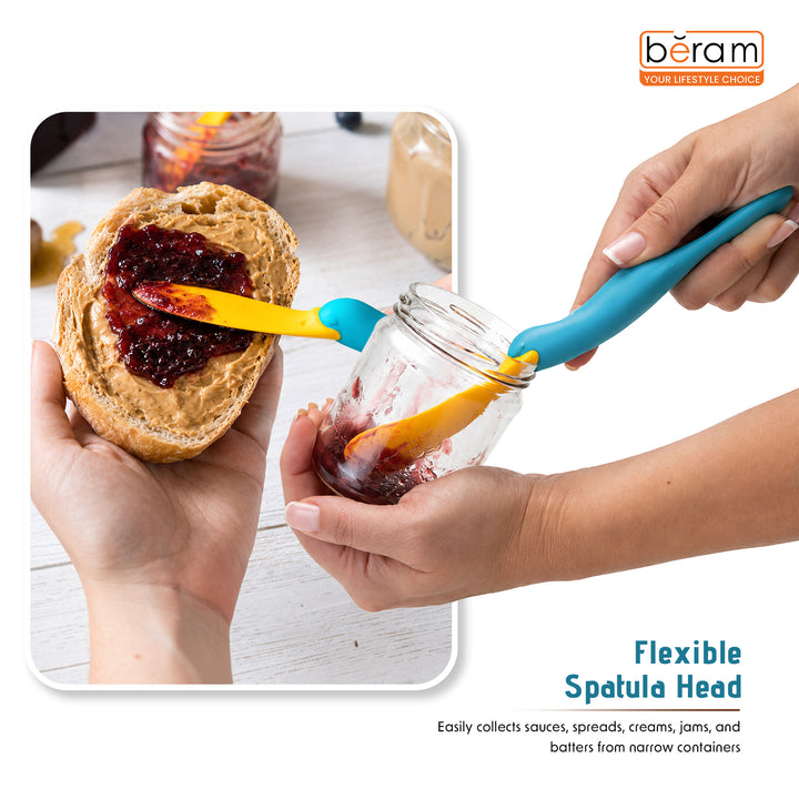 BERAM Jar Spatula Silicone Scooper Multi-functional Jam Spatula with Soft Rubber Scraper Splatypus Design Food-Grade Heat Resistant Non-Stick Dishwasher Safe Flexible Kitchen Tool for Daily Use