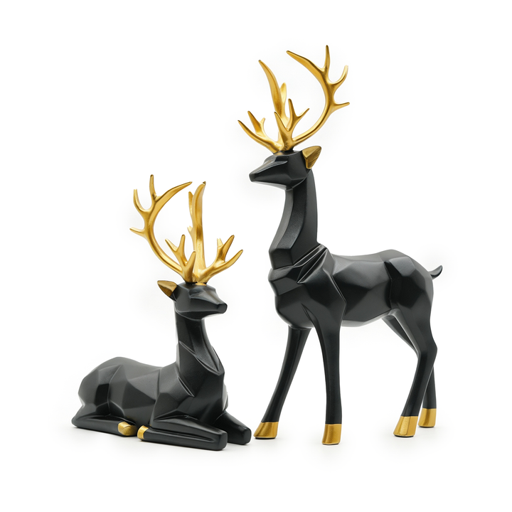 BERAM Majesty Reindeer Large and Small Size Set Luxury Reindeer Figurines with Crystal Accents Premium Christmas Deer Statues for Home Décor Tabletop Centerpiece Holiday Display