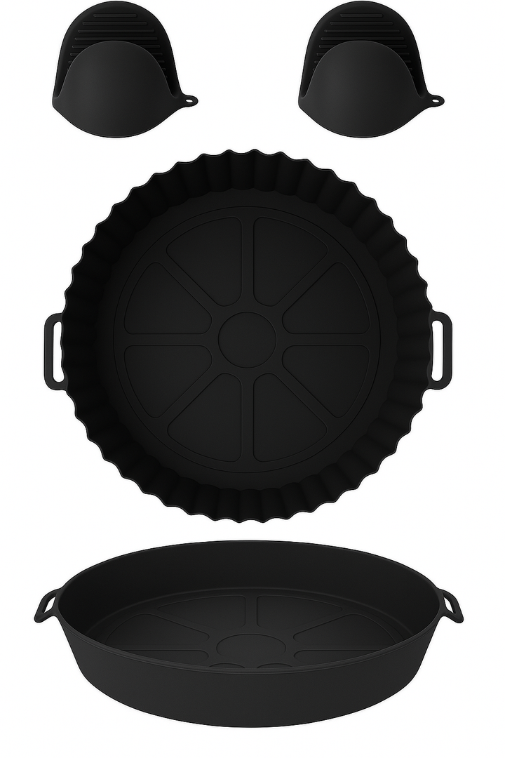 Beram Air Fryer Liner Round Premium Reusable Non-Stick Silicone Baking Mat for Air Fryers Ovens and Microwaves Heat-Resistant Easy Clean Food-Grade Liner for Cooking Frying Roasting and Baking