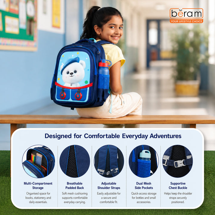14.5 Inch School Backpack Lightweight Water-Resistant Book bag with Multiple Compartments, Padded Shoulder Straps & Side Bottle Pocket, Durable Daily Travel Bag