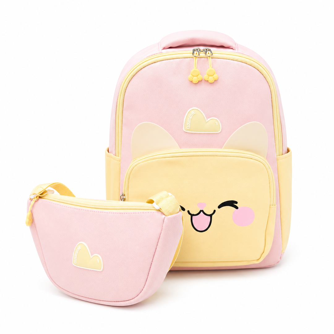 Buddy Animal School Backpack with Matching Side Bag, Lightweight Student Book Bag Set, Cute Cartoon School Backpack with Adjustable Shoulder Straps, Multi Pocket Backpack School, Daily Use & Travel.