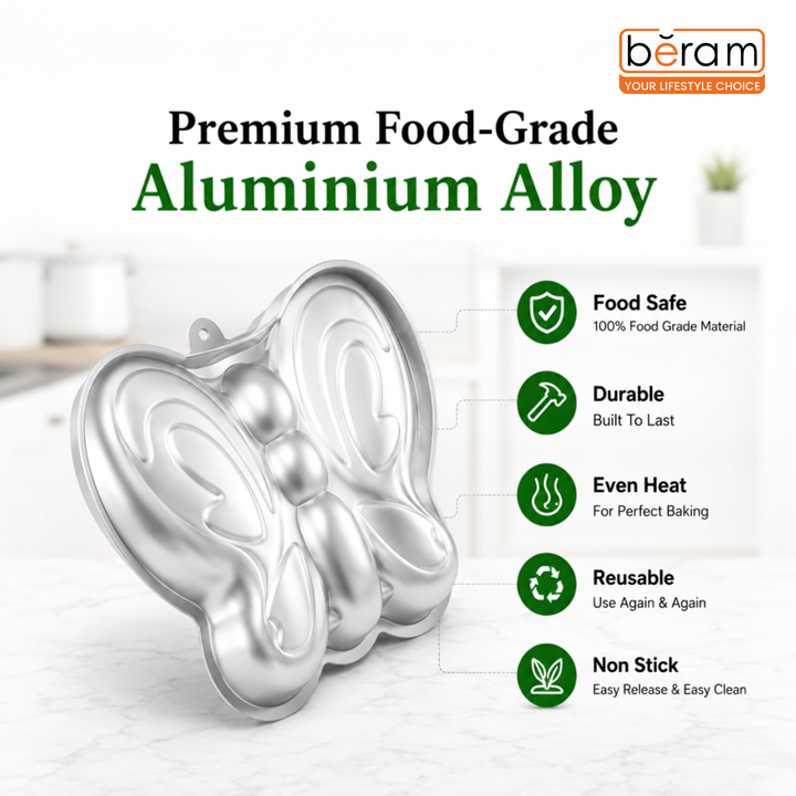 BERAM Non Stick Food Grade Aluminium Alloy Cake Mould Creative Shape Baking Pan for Birthday Party Christmas Kids Home Bakers Baking Lovers Decorating Essentials Baking Tools Kitchen Accessories Oven Safe Durable