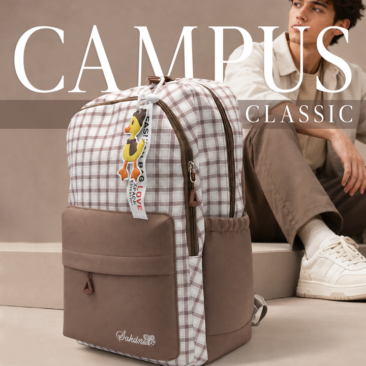 Campus Classic Plaid School Backpack with 4 Compartments, Lightweight Student Book Bag, Large Capacity School Backpack with Front Pocket, Dual Side Bottle Mesh Pockets  Adjustable Shoulder Straps Daily Use