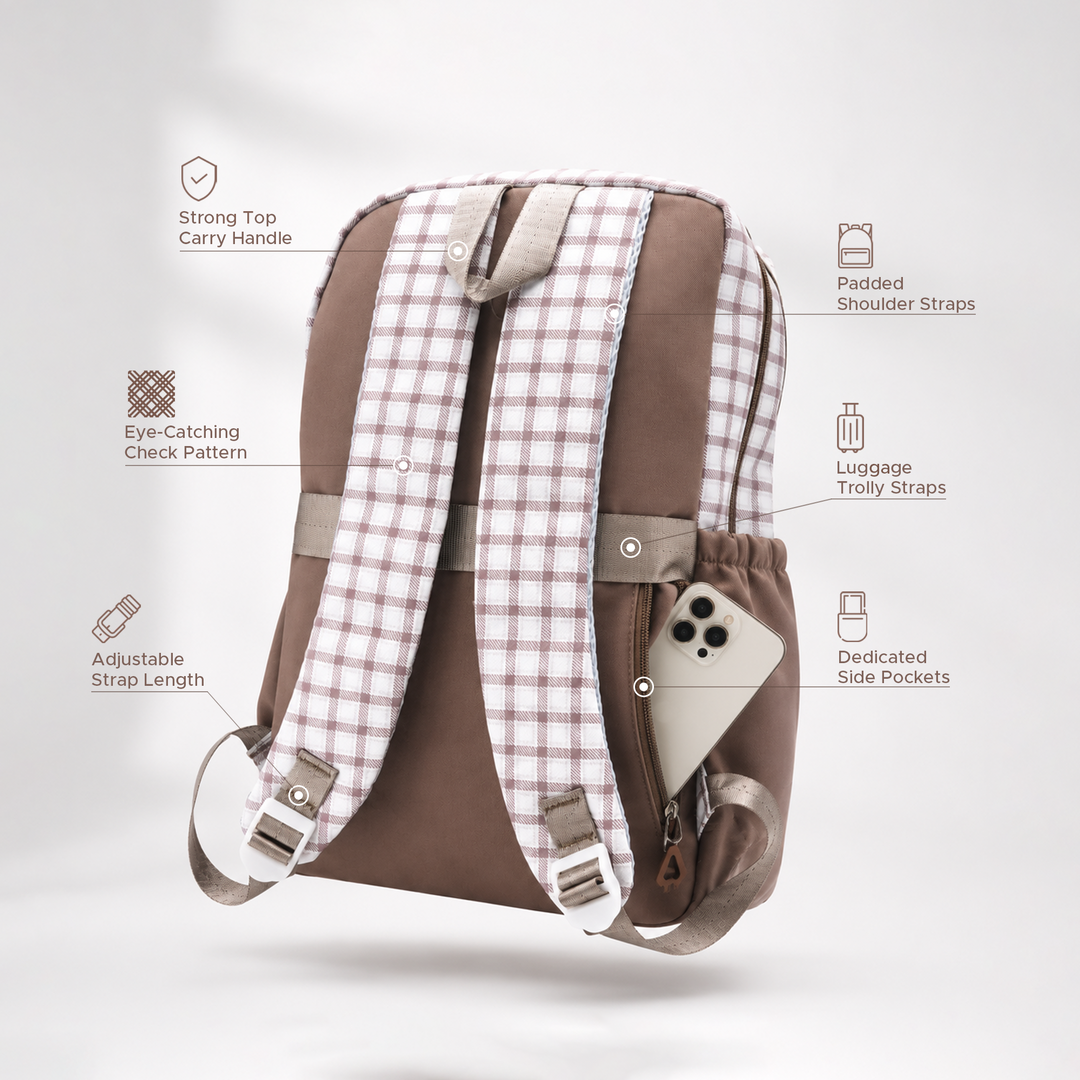 Campus Classic Plaid School Backpack with 4 Compartments, Lightweight Student Book Bag, Large Capacity School Backpack with Front Pocket, Dual Side Bottle Mesh Pockets  Adjustable Shoulder Straps Daily Use