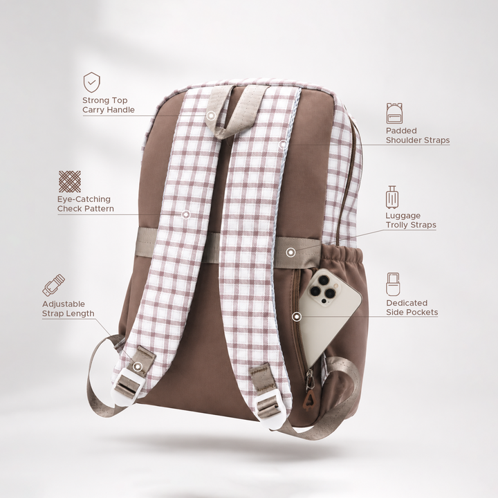 Campus Classic Plaid School Backpack with 4 Compartments, Lightweight Student Book Bag, Large Capacity School Backpack with Front Pocket, Dual Side Bottle Mesh Pockets  Adjustable Shoulder Straps Daily Use