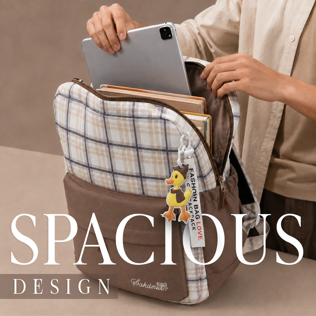 Campus Classic Plaid School Backpack with 4 Compartments, Lightweight Student Book Bag, Large Capacity School Backpack with Front Pocket, Dual Side Bottle Mesh Pockets  Adjustable Shoulder Straps Daily Use