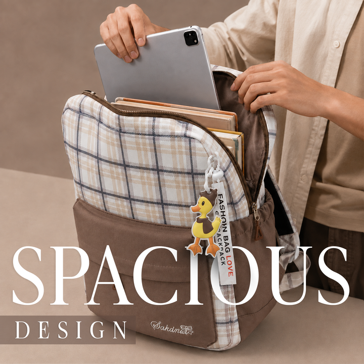 Campus Classic Plaid School Backpack with 4 Compartments, Lightweight Student Book Bag, Large Capacity School Backpack with Front Pocket, Dual Side Bottle Mesh Pockets  Adjustable Shoulder Straps Daily Use