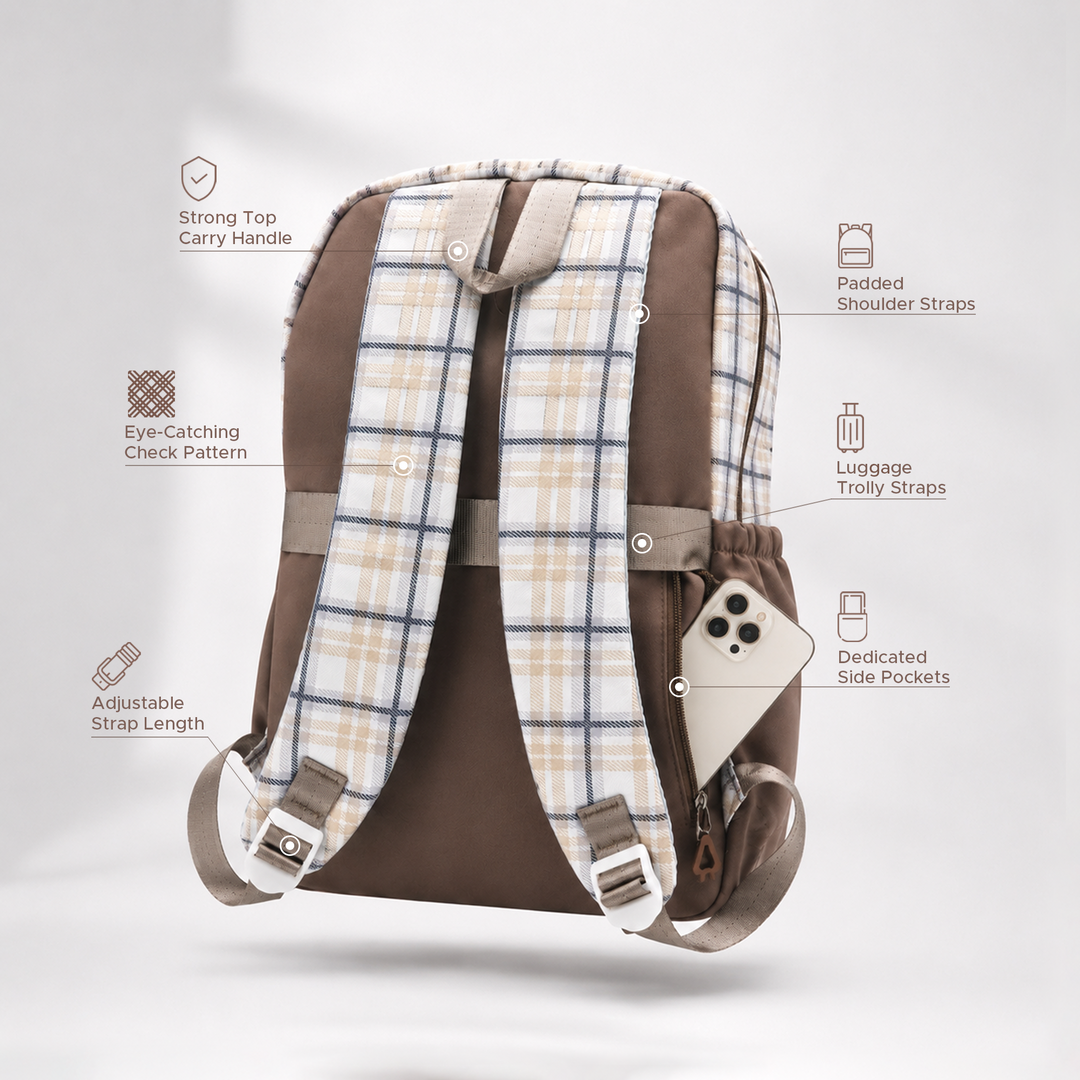 Campus Classic Plaid School Backpack with 4 Compartments, Lightweight Student Book Bag, Large Capacity School Backpack with Front Pocket, Dual Side Bottle Mesh Pockets  Adjustable Shoulder Straps Daily Use