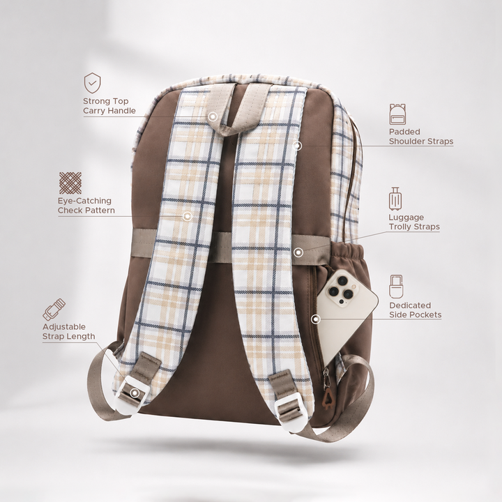Campus Classic Plaid School Backpack with 4 Compartments, Lightweight Student Book Bag, Large Capacity School Backpack with Front Pocket, Dual Side Bottle Mesh Pockets  Adjustable Shoulder Straps Daily Use