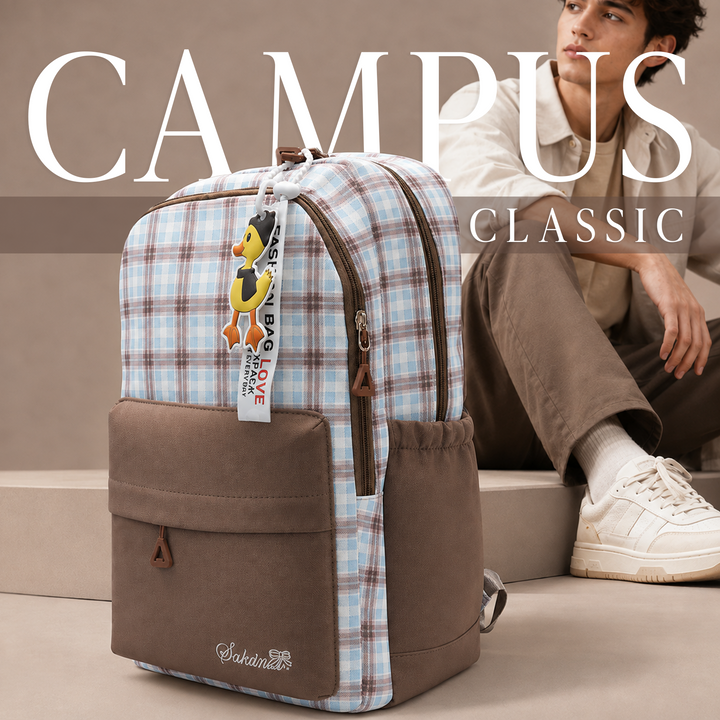 Campus Classic Plaid School Backpack with 4 Compartments, Lightweight Student Book Bag, Large Capacity School Backpack with Front Pocket, Dual Side Bottle Mesh Pockets  Adjustable Shoulder Straps Daily Use