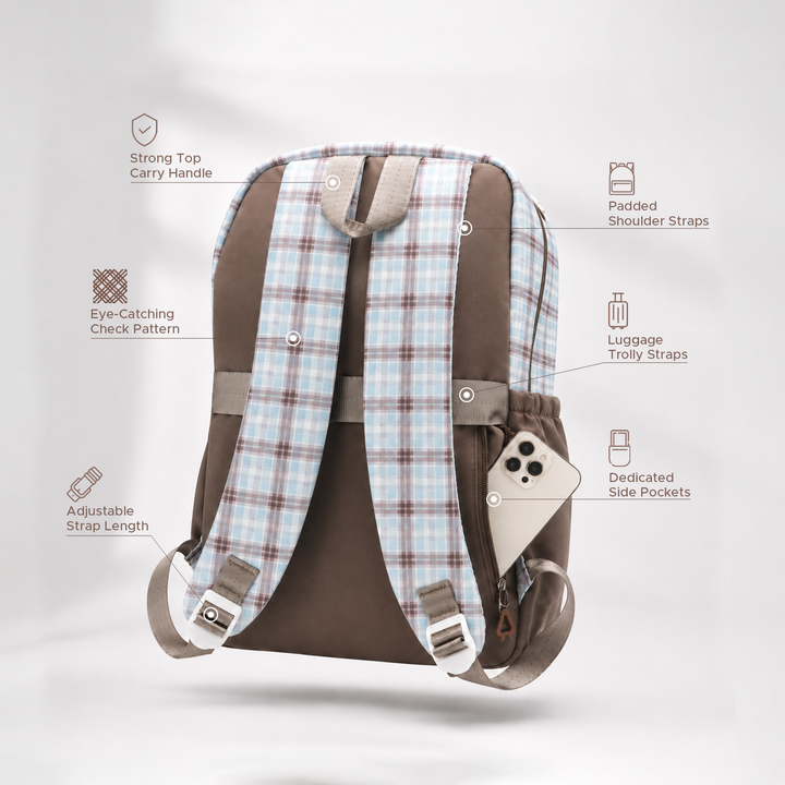 Campus Classic Plaid School Backpack with 4 Compartments, Lightweight Student Book Bag, Large Capacity School Backpack with Front Pocket, Dual Side Bottle Mesh Pockets  Adjustable Shoulder Straps Daily Use