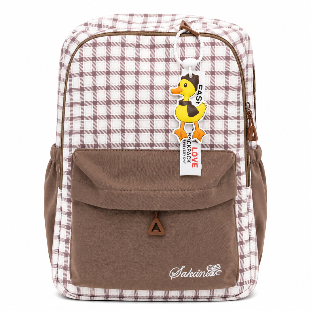 Classic Plaid School Backpack with 4 Compartments, Lightweight Student Book Bag, Large Capacity School Backpack with Front Pocket, Dual Side Bottle Mesh Pockets  Adjustable Shoulder Straps Daily Use