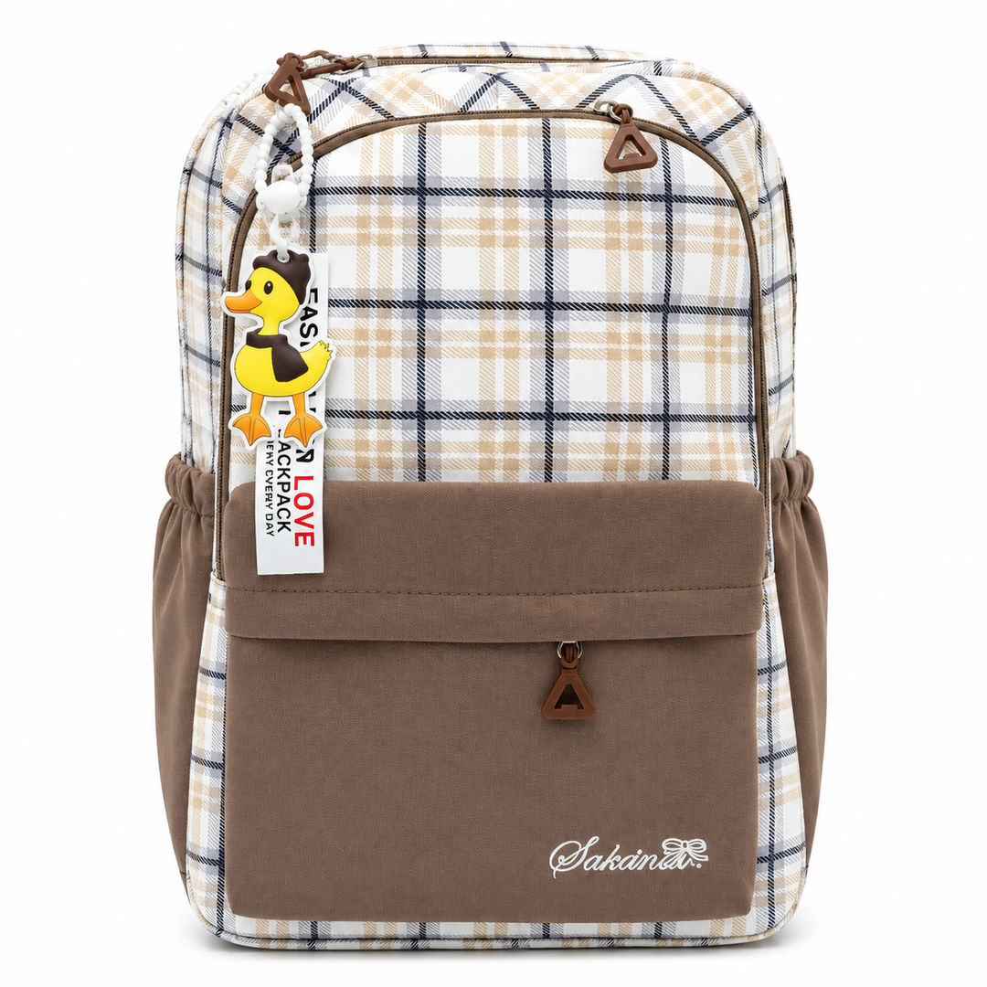 Classic Plaid School Backpack with 4 Compartments, Lightweight Student Book Bag, Large Capacity School Backpack with Front Pocket, Dual Side Bottle Mesh Pockets  Adjustable Shoulder Straps Daily Use