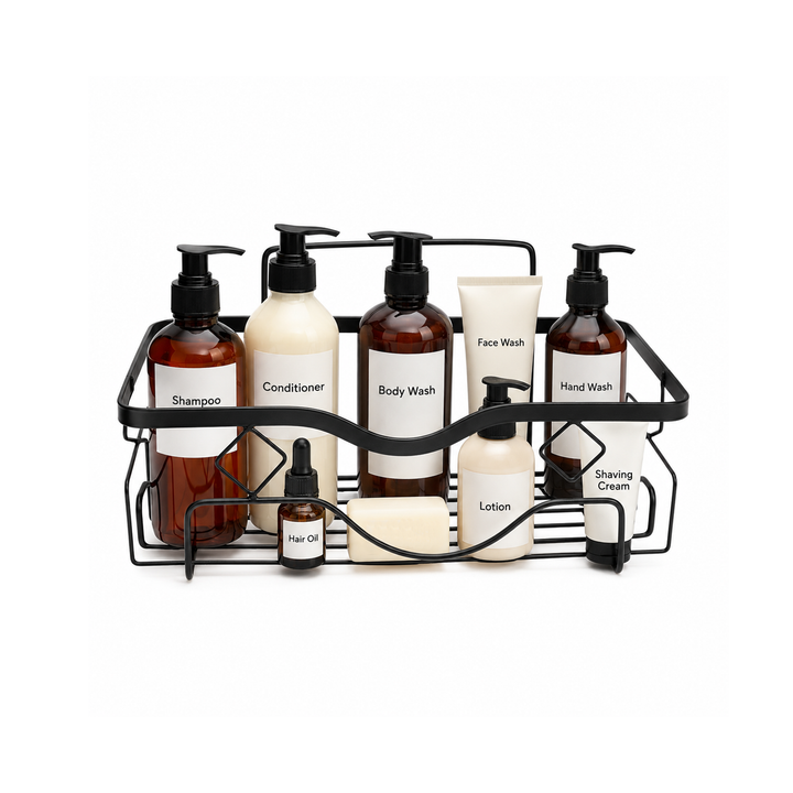 Beram Bathroom Storage  Rack  Carbon Steel Holder Hanging Space-Saving Wall Organizer Slim Wall-Mounted Bathroom Caddy with Durable Steel Construction Rustproof Coating
