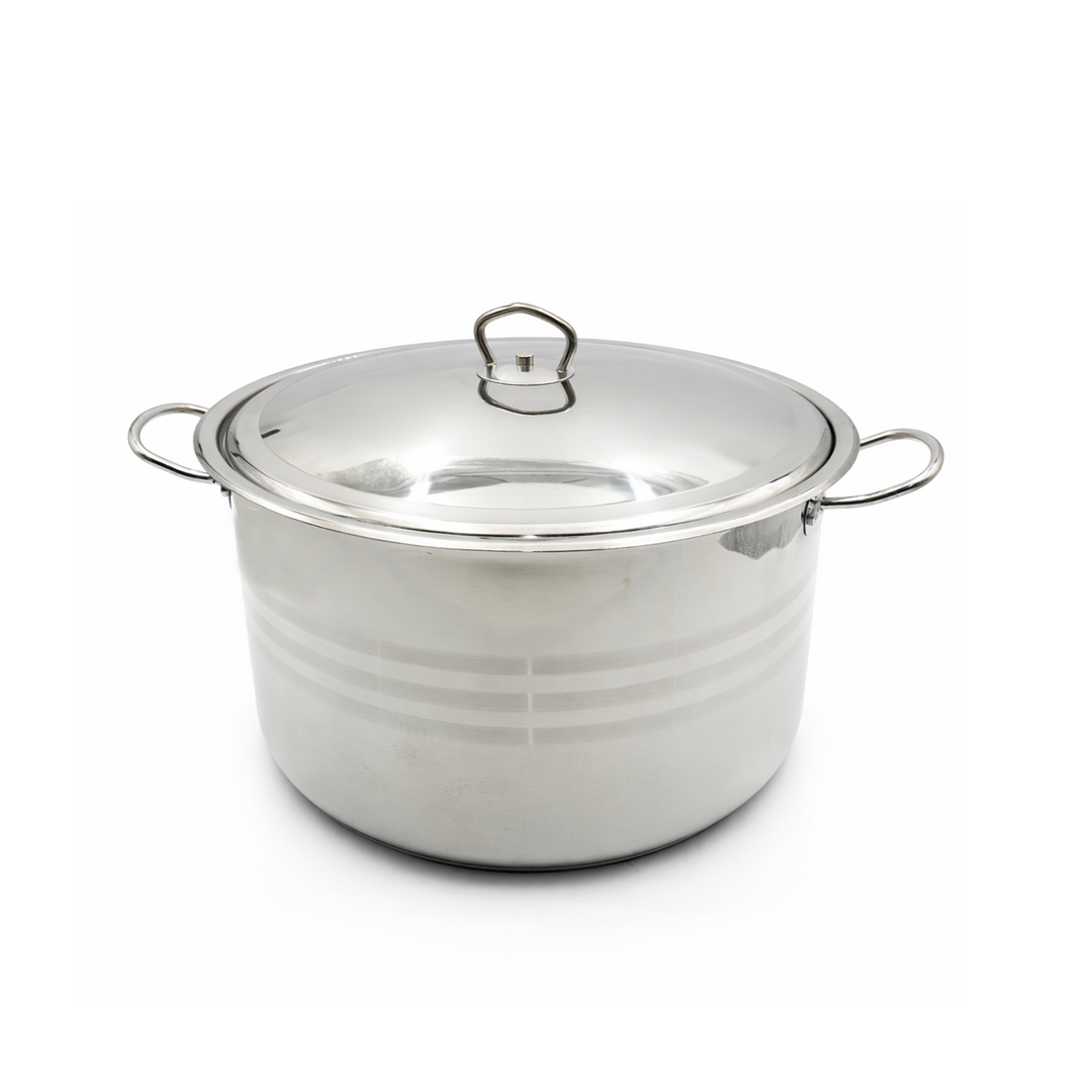 Haus Roland 32cm Stainless Steel Stock Pot with Lid 15.7L Large Cooking Pot Induction Compatible Deep Casserole Pot Heavy Duty Soup Stew Boiling Pot