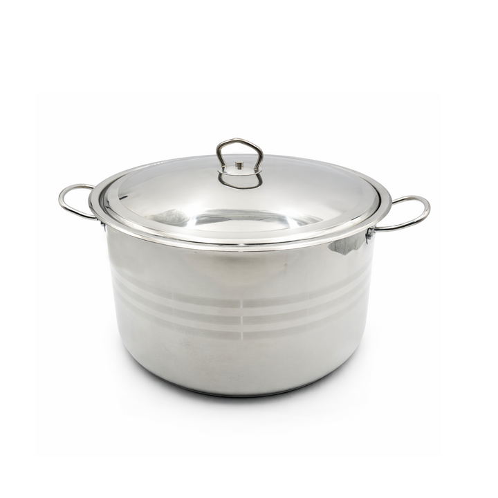 Haus Roland 32cm Stainless Steel Stock Pot with Lid 15.7L Large Cooking Pot Induction Compatible Deep Casserole Pot Heavy Duty Soup Stew Boiling Pot