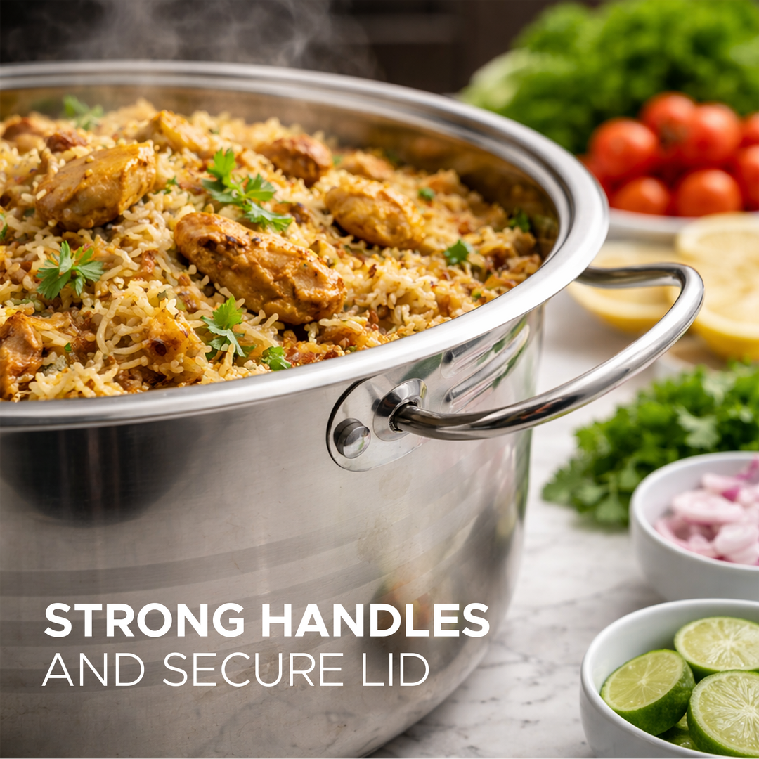 Haus Roland 32cm Stainless Steel Stock Pot with Lid 15.7L Large Cooking Pot Induction Compatible Deep Casserole Pot Heavy Duty Soup Stew Boiling Pot